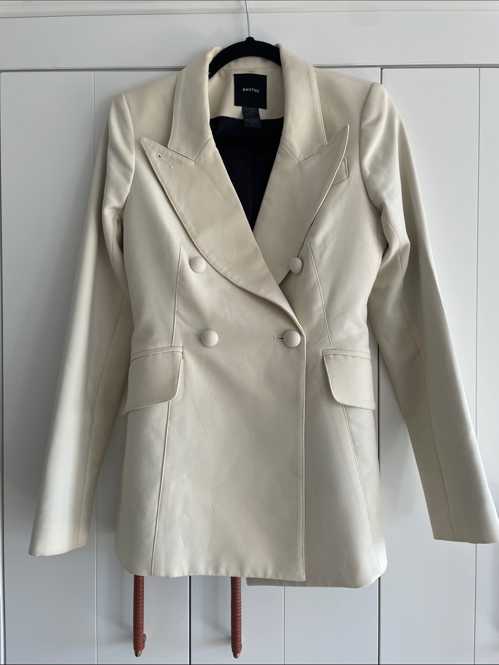 Smythe Cream Double-Breasted Tailored Blazer